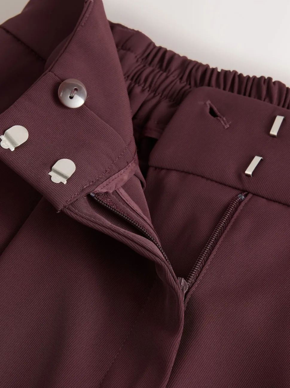 Burgundy Red Elastic Back Wide Leg Trousers