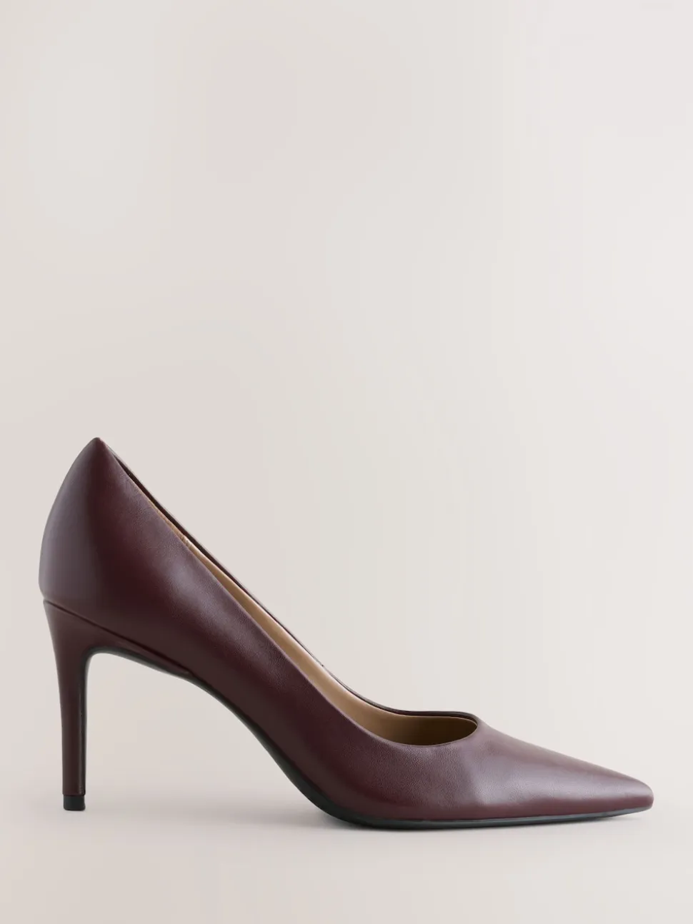 Burgundy Red Extra Wide Fit Leather Mid Court Shoes
