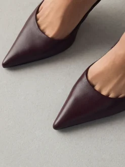 Burgundy Red Extra Wide Fit Leather Mid Court Shoes