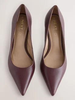Burgundy Red Extra Wide Fit Leather Mid Court Shoes