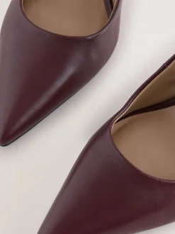 Burgundy Red Extra Wide Fit Leather Mid Court Shoes