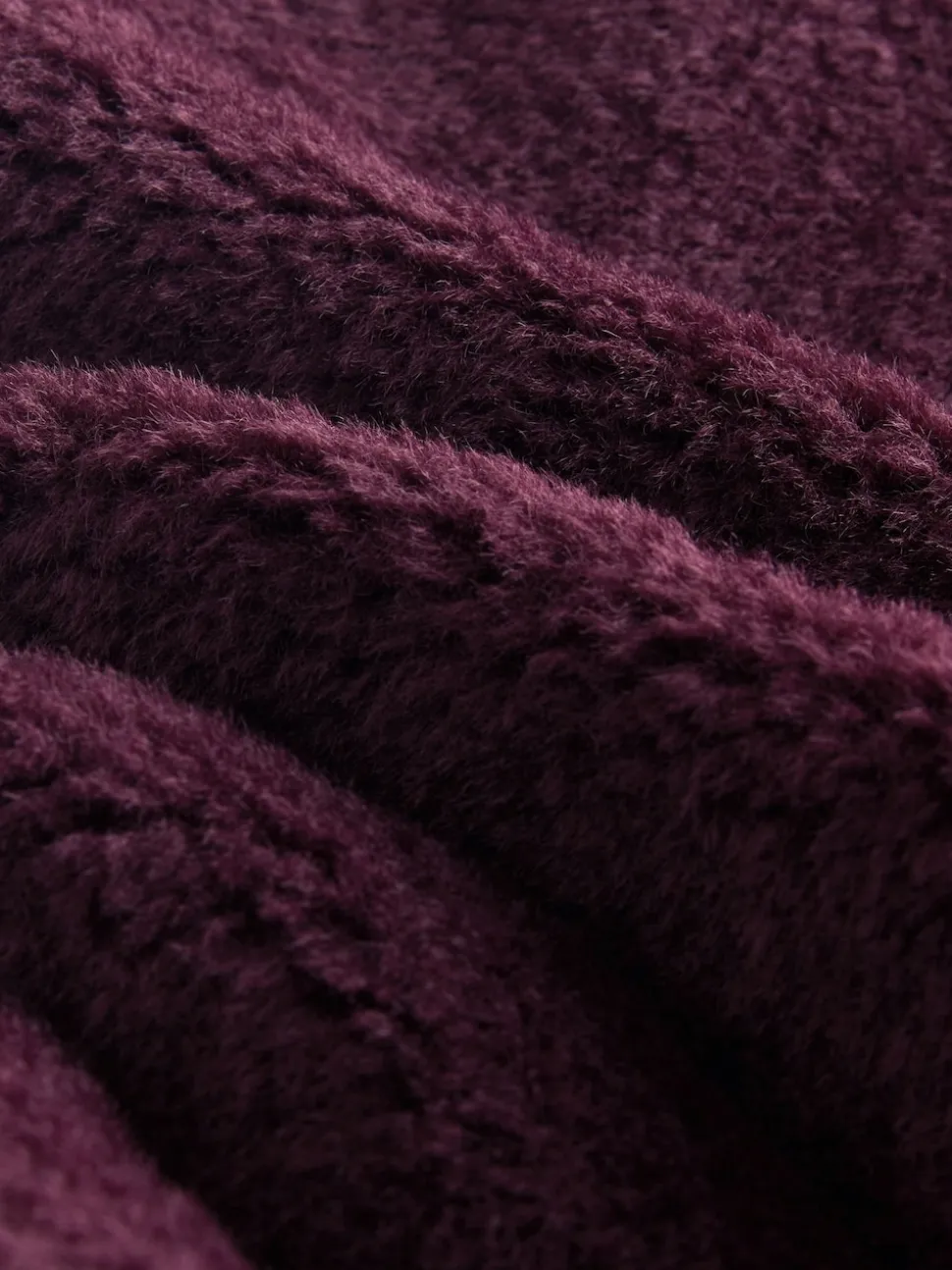 Burgundy Red Faux Fur Collarless Coat