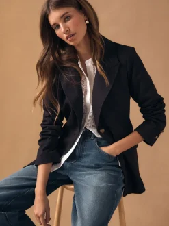 Burgundy Red Fitted Single Breasted Blazer