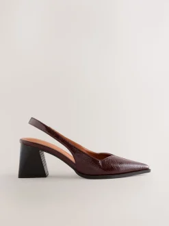 Burgundy Red Forever Comfort® Pointed Toe Slingback Block Heels