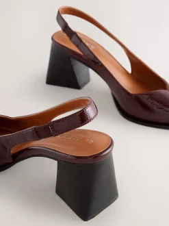 Burgundy Red Forever Comfort® Pointed Toe Slingback Block Heels