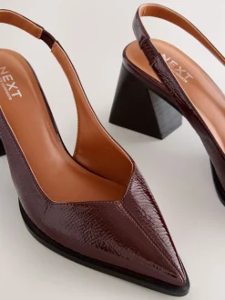Burgundy Red Forever Comfort® Pointed Toe Slingback Block Heels