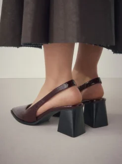 Burgundy Red Forever Comfort® Pointed Toe Slingback Block Heels
