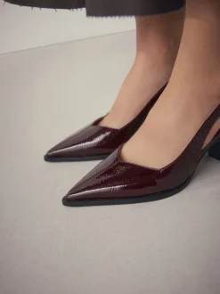 Burgundy Red Forever Comfort® Pointed Toe Slingback Block Heels
