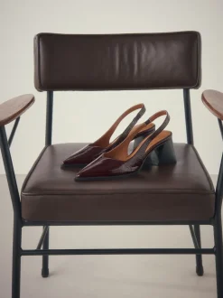 Burgundy Red Forever Comfort® Pointed Toe Slingback Block Heels