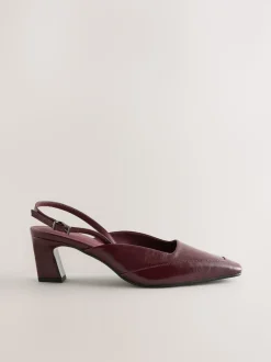 Burgundy Red Forever Comfort® Square Toe Slingback Heels