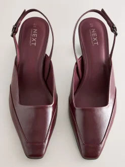 Burgundy Red Forever Comfort® Square Toe Slingback Heels
