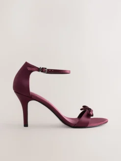 Burgundy Red Forever Comfort® Mini Satin Bow Heeled Sandals
