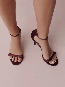 Burgundy Red Forever Comfort® Mini Satin Bow Heeled Sandals