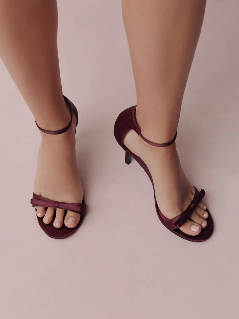 Burgundy Red Forever Comfort® Mini Satin Bow Heeled Sandals