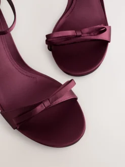 Burgundy Red Forever Comfort® Mini Satin Bow Heeled Sandals