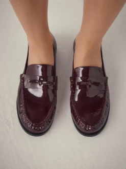 Burgundy Red Forever Comfort® Bow Detail Ruched Toe Loafers