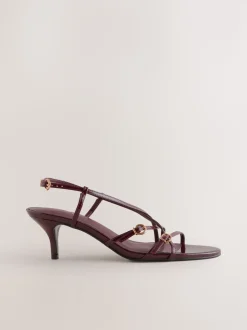 Burgundy Red Forever Comfort® Multi Buckle Strappy Kitten Heels