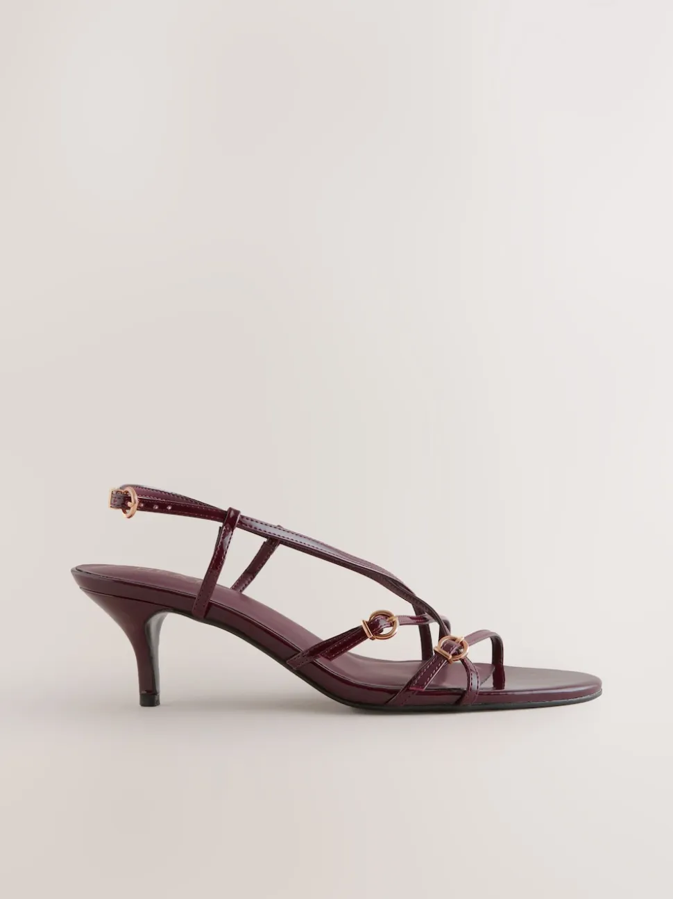 Burgundy Red Forever Comfort® Multi Buckle Strappy Kitten Heels