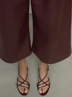 Burgundy Red Forever Comfort® Multi Buckle Strappy Kitten Heels