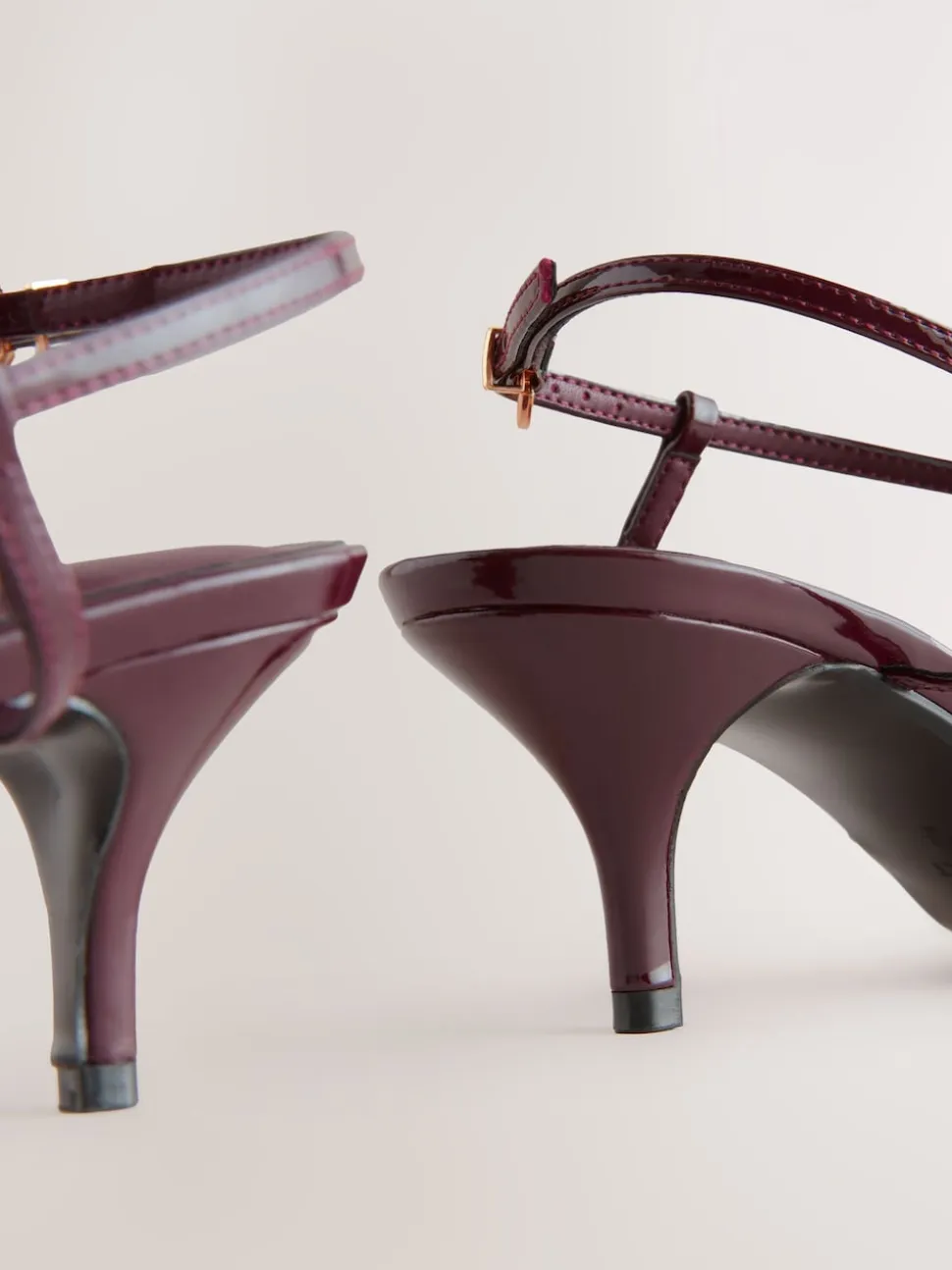 Burgundy Red Forever Comfort® Multi Buckle Strappy Kitten Heels