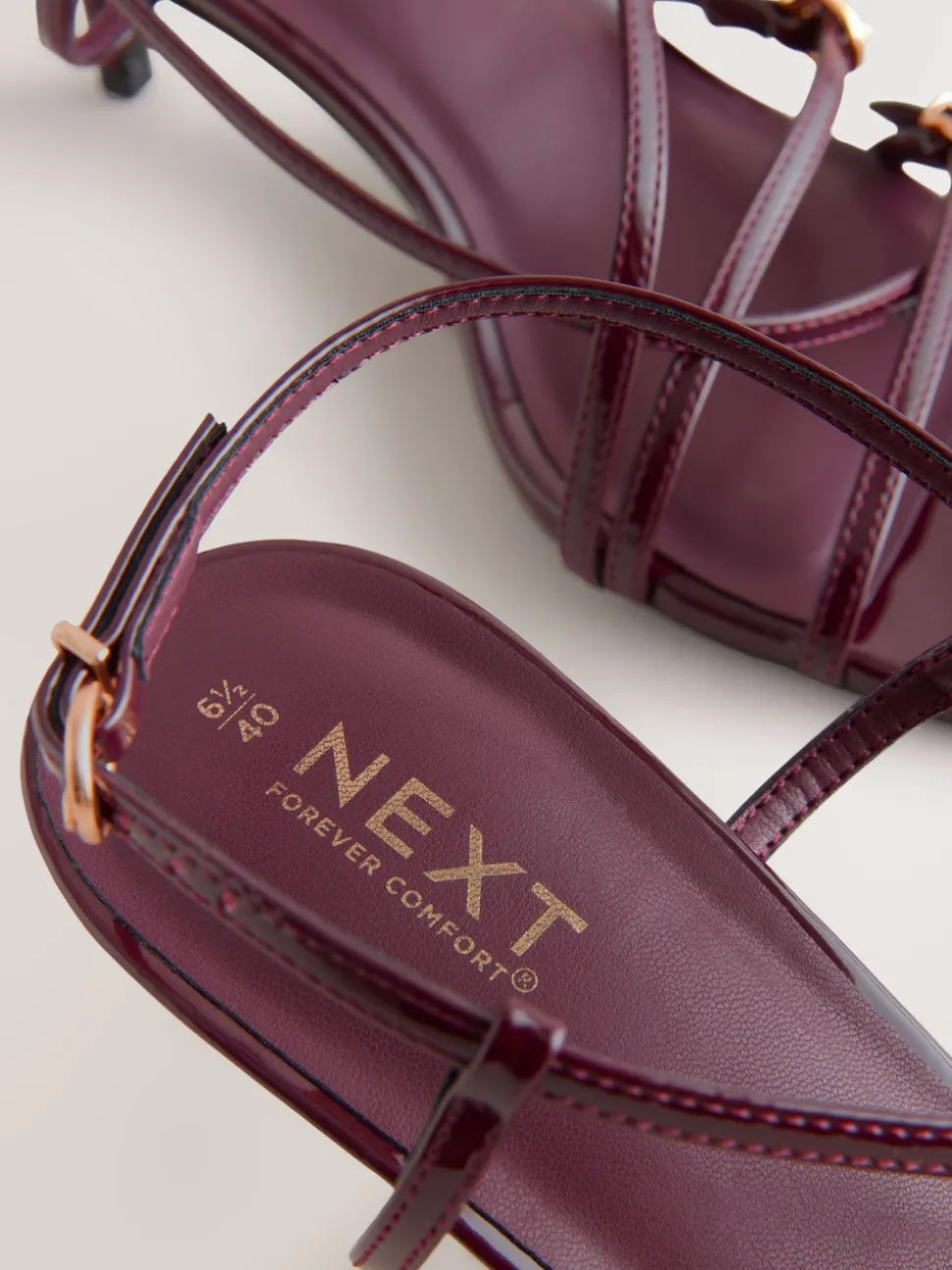 Burgundy Red Forever Comfort® Multi Buckle Strappy Kitten Heels