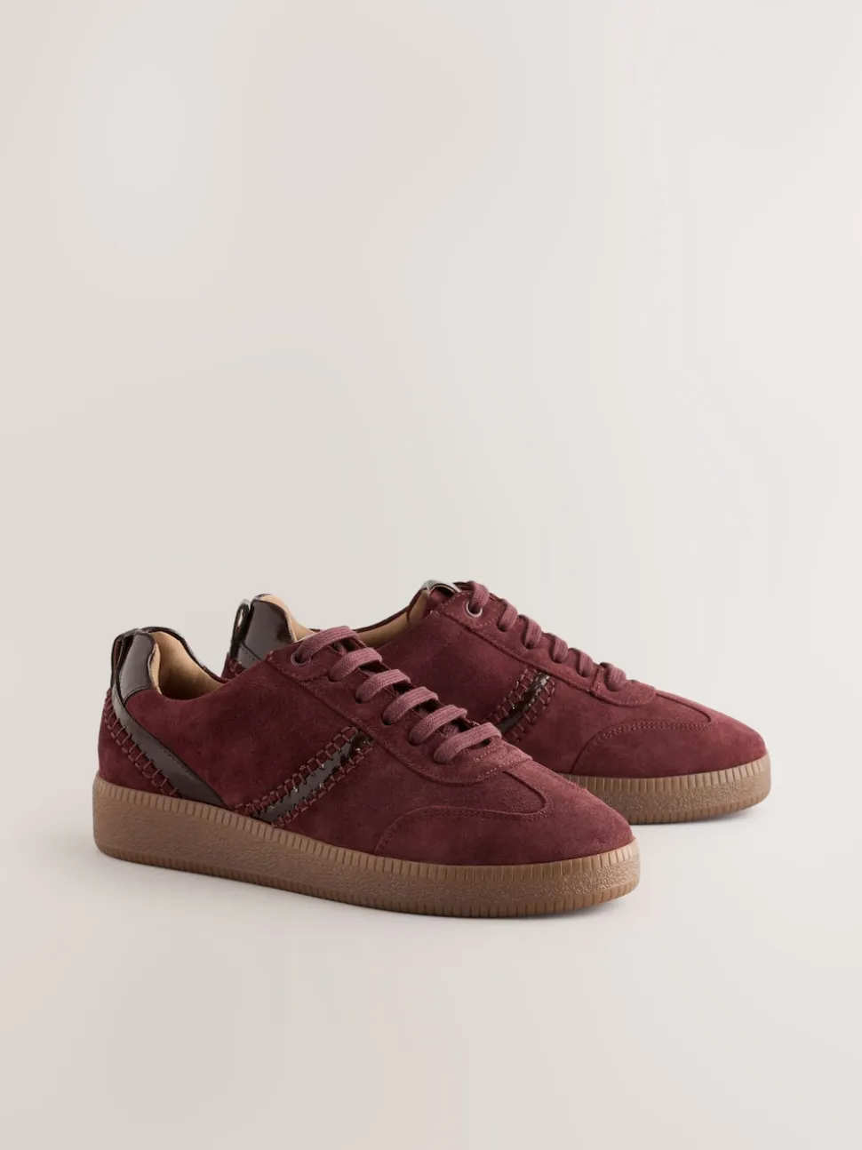 Burgundy Red Forever Comfort® Leather Chunky Sole Lace-Up Trainers