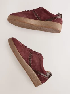 Burgundy Red Forever Comfort® Leather Chunky Sole Lace-Up Trainers