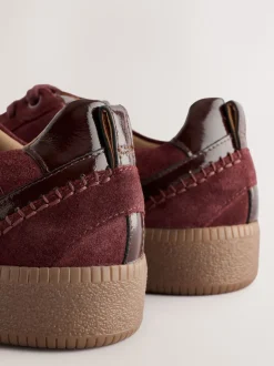 Burgundy Red Forever Comfort® Leather Chunky Sole Lace-Up Trainers
