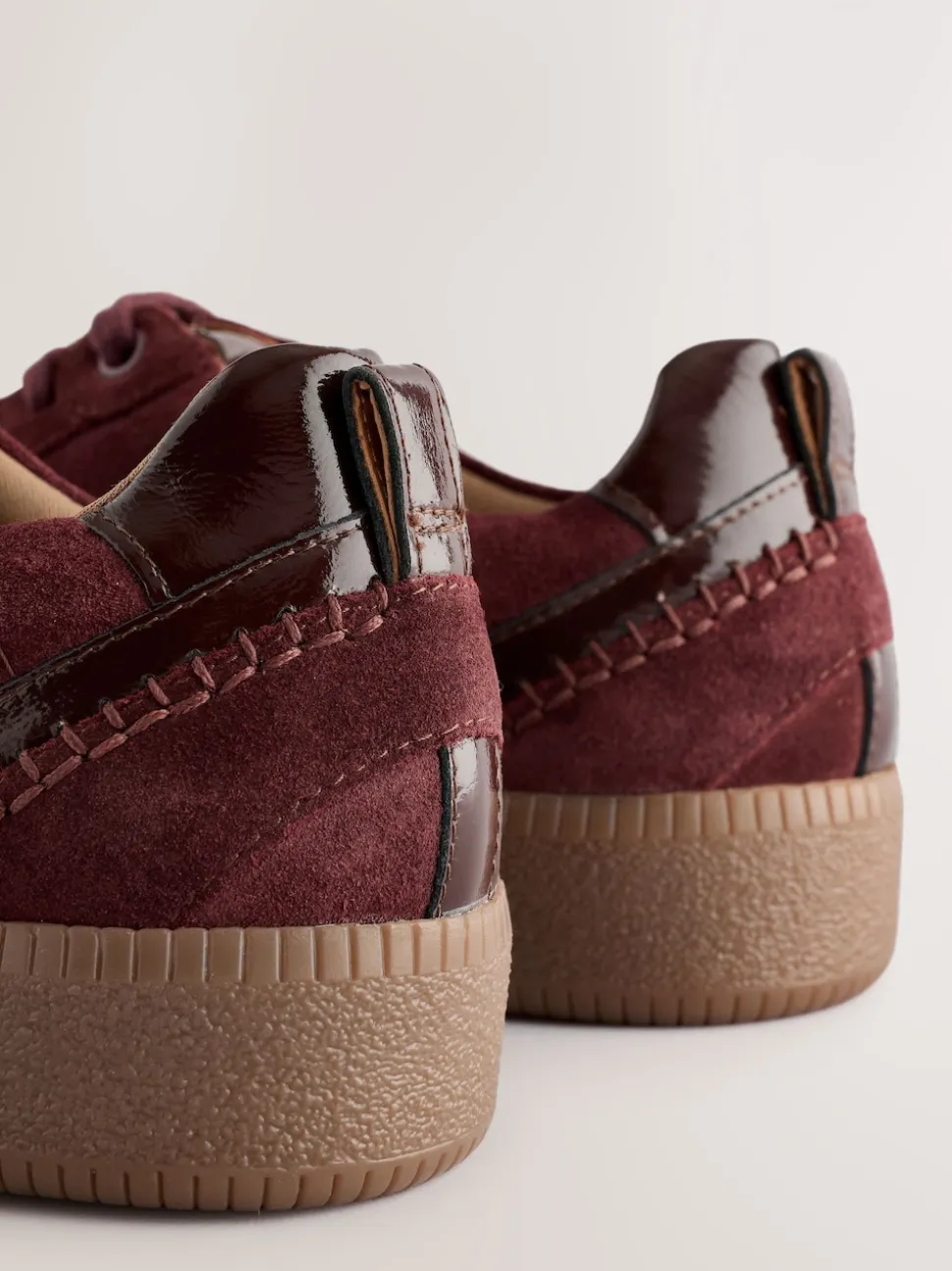 Burgundy Red Forever Comfort® Leather Chunky Sole Lace-Up Trainers