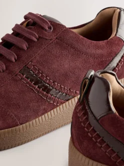 Burgundy Red Forever Comfort® Leather Chunky Sole Lace-Up Trainers