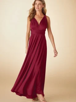 Burgundy Red Jersey Multiway Wedding Guest Bridesmaid Maxi Dress
