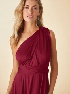 Burgundy Red Jersey Multiway Wedding Guest Bridesmaid Maxi Dress