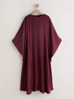 Burgundy Red Kaftan Shimmer Maxi Dress