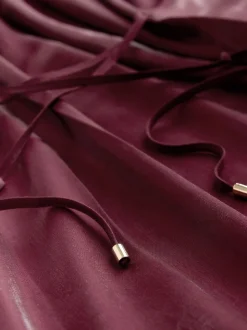 Burgundy Red Kaftan Shimmer Maxi Dress
