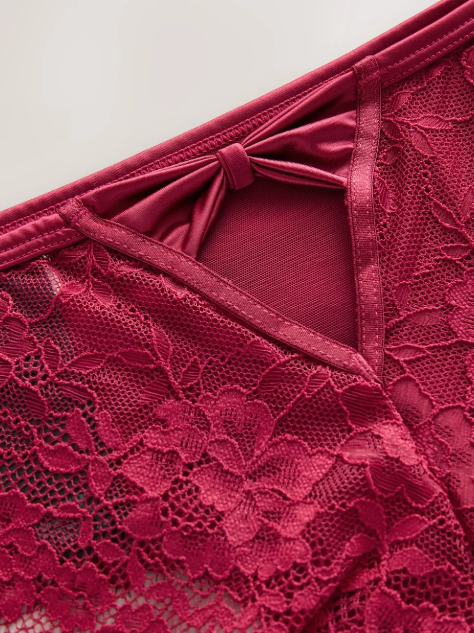 Burgundy Red Lace Bow Back Knickers