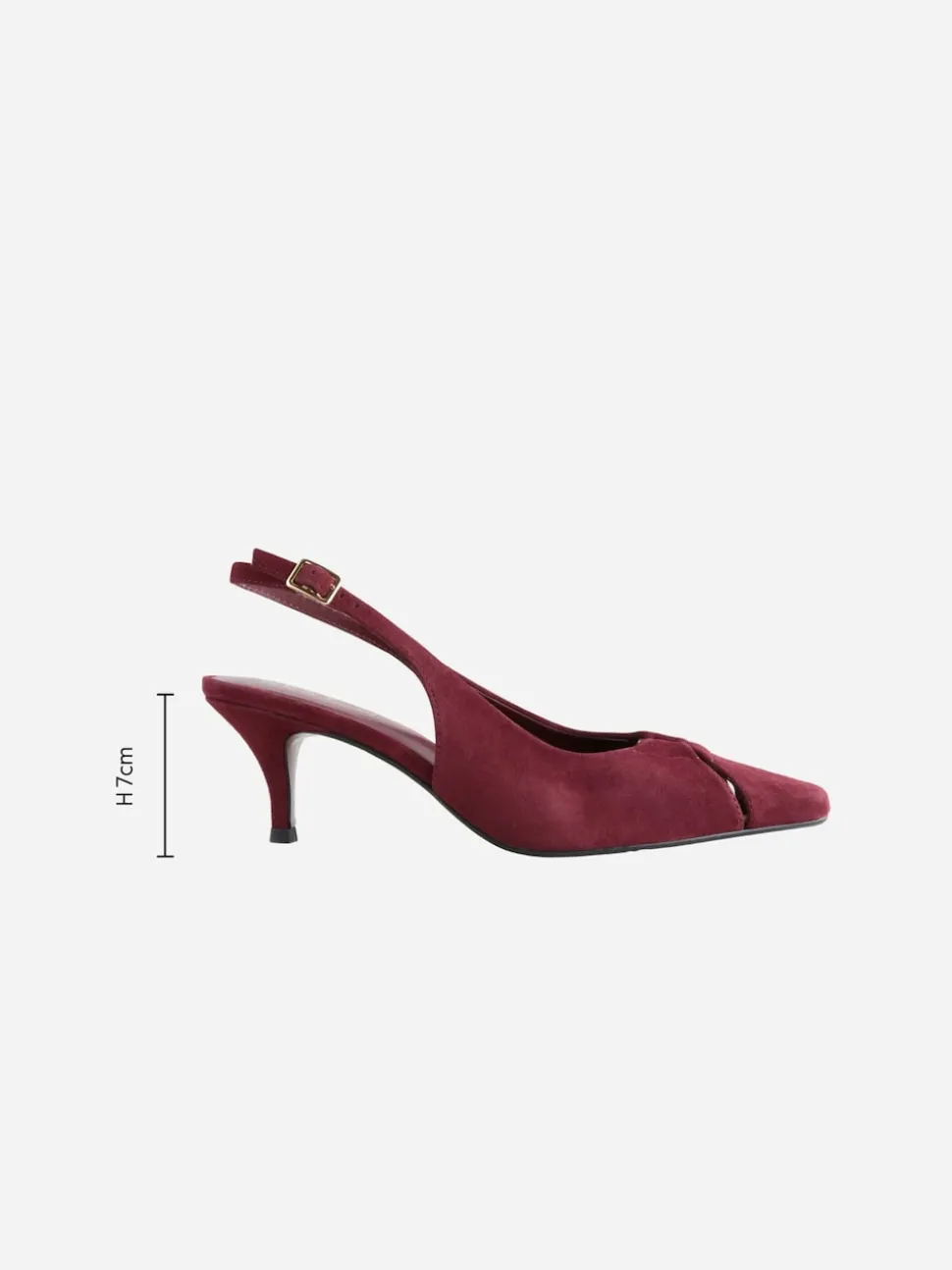 Burgundy Red Leather Cutout Hardware Detail Slingback Heels
