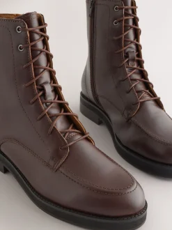 Burgundy Red Leather Forever Comfort® Lace-Up Ankle Boots
