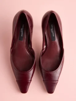 Burgundy Red Leather Tabitha Simmons x Next Mary Grace Leather Chisel Toe Court Heels