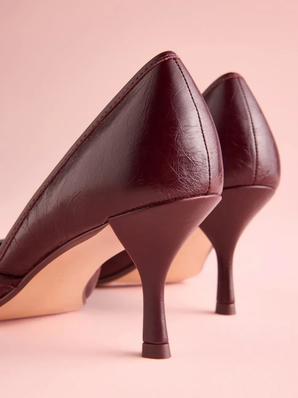 Burgundy Red Leather Tabitha Simmons x Next Mary Grace Leather Chisel Toe Court Heels