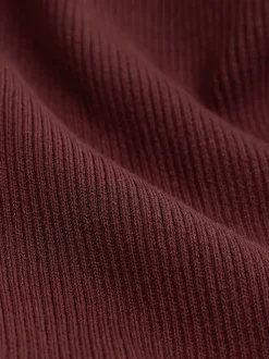 Burgundy Red Maternity Knitted Keyhole Dress