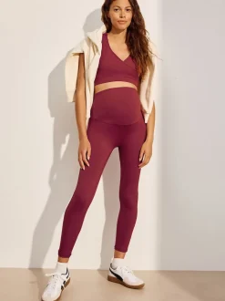 Burgundy Red Maternity Sports Leggings