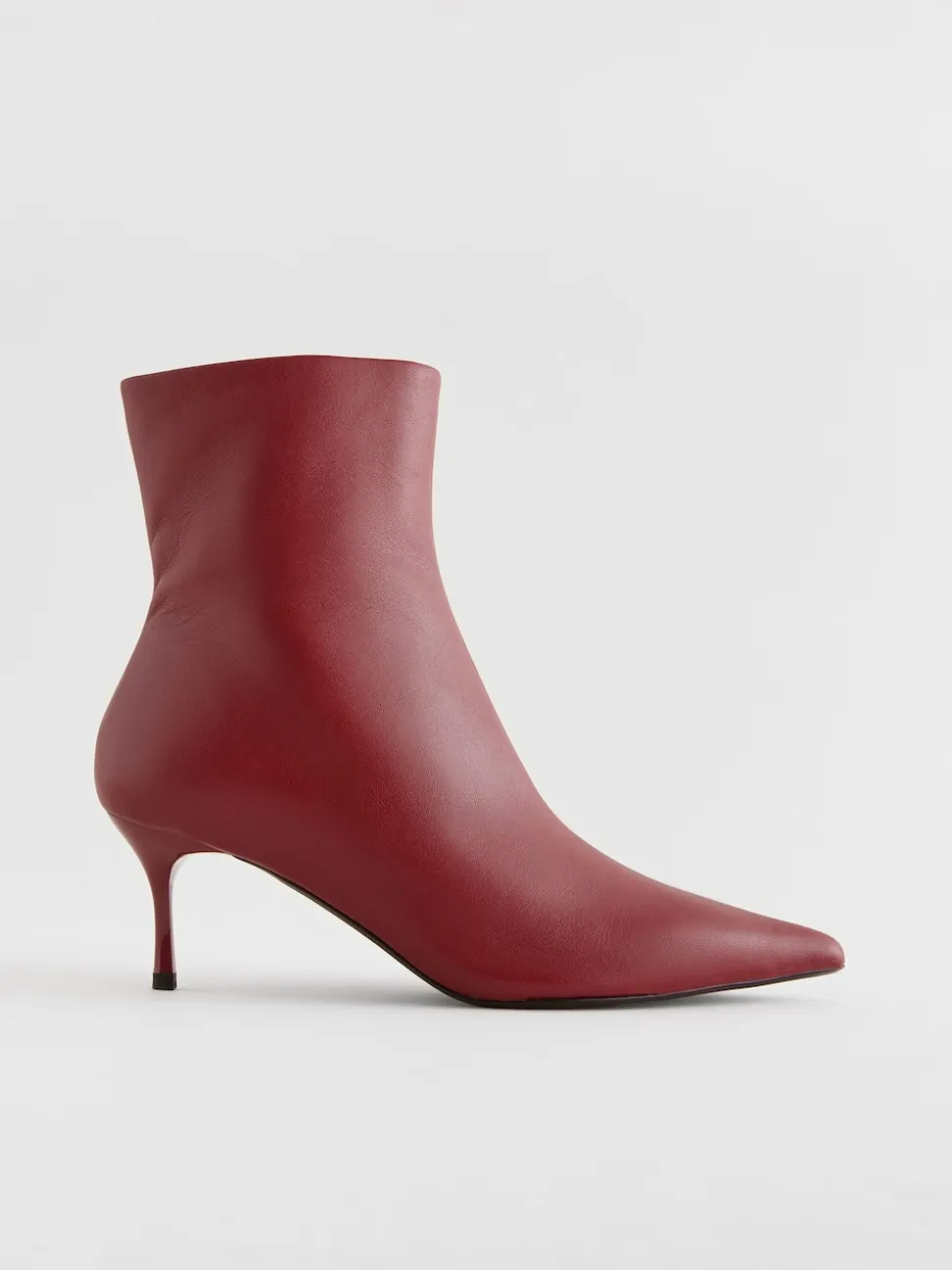 Burgundy Red Pointed Toe Skinny Heeled Ankle Boots