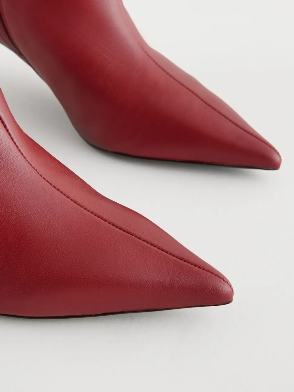 Burgundy Red Pointed Toe Skinny Heeled Ankle Boots