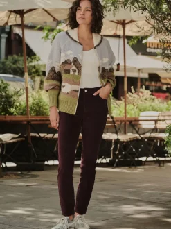 Burgundy Red Slim Velvet Cord Jeans