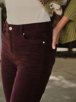 Burgundy Red Slim Velvet Cord Jeans