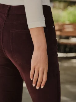 Burgundy Red Slim Velvet Cord Jeans