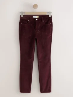 Burgundy Red Slim Velvet Cord Jeans