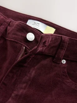 Burgundy Red Slim Velvet Cord Jeans