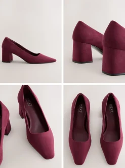 Burgundy Red Standard/Wide Fit Standard Chisel Toe Block Courts