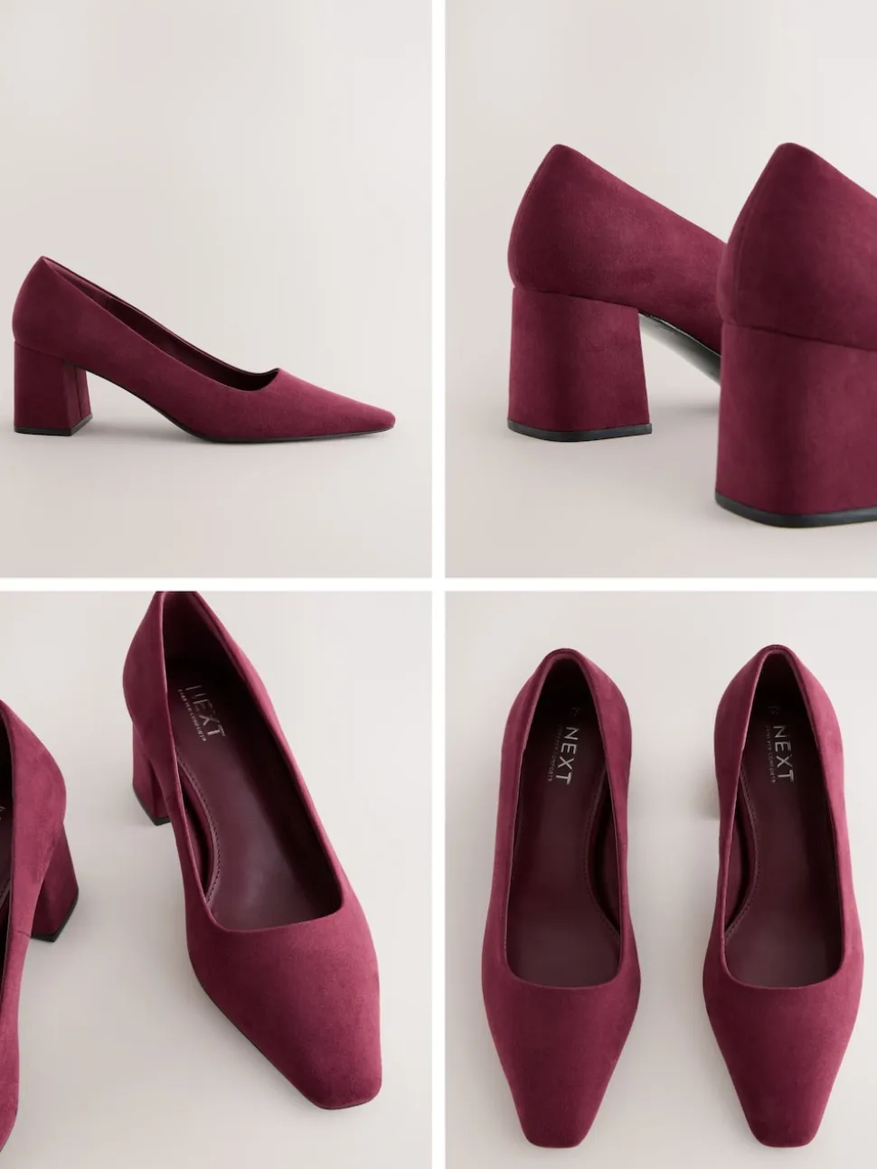 Burgundy Red Standard/Wide Fit Standard Chisel Toe Block Courts